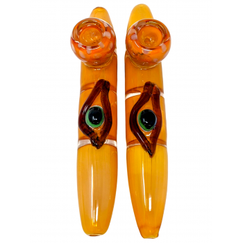 7.5" Gold Fumed Looking Eye Raised Bowl Tri-Pinch Steamroller Hand Pipe - (Pack of 2) [STJ79]